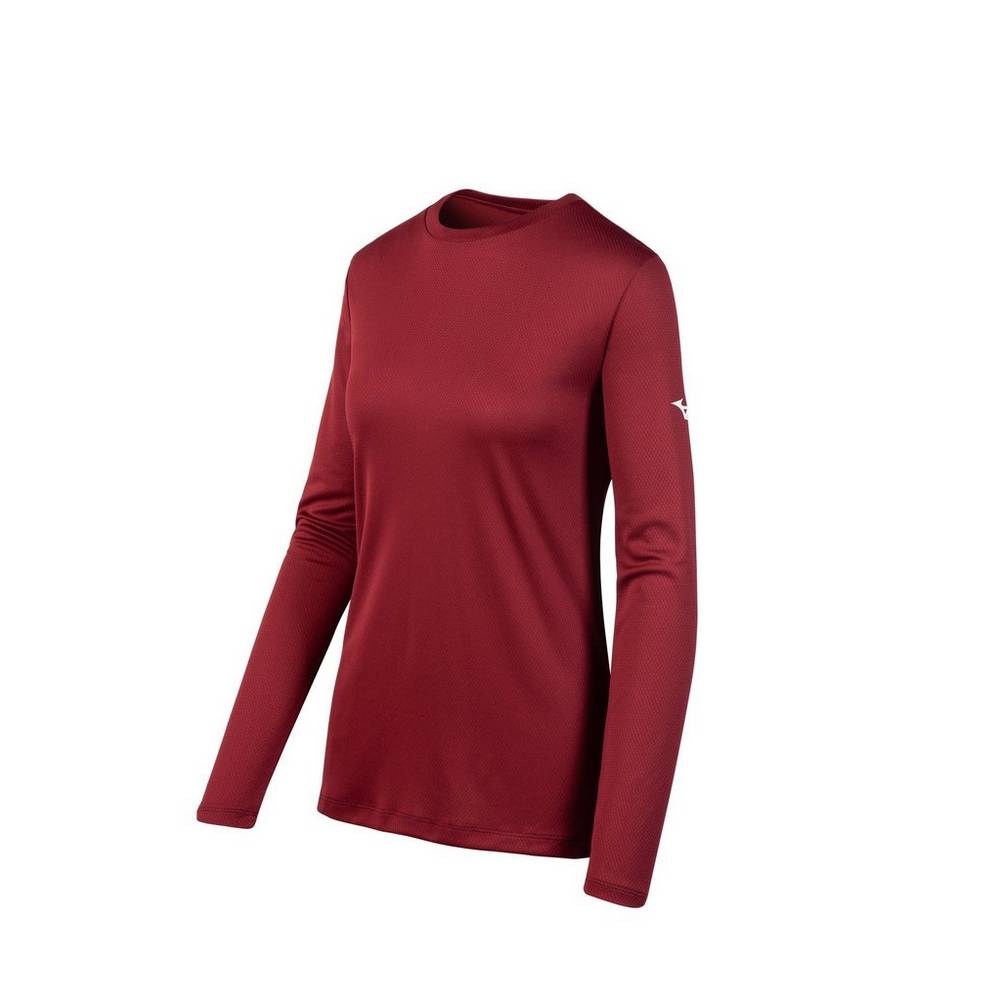 Camisetas Mizuno Long Sleeve Mujer Burdeos Comprar VGAQ-36458